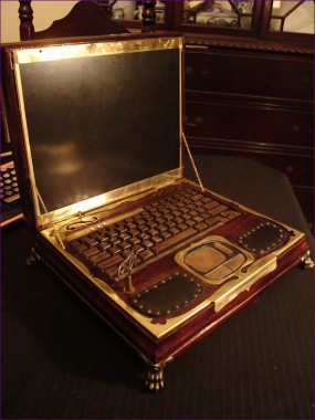 inside steampunk laptop